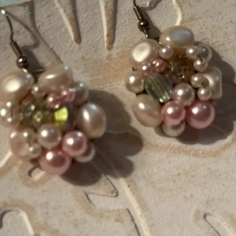 Faux Pearl & Crystal earrings- japan